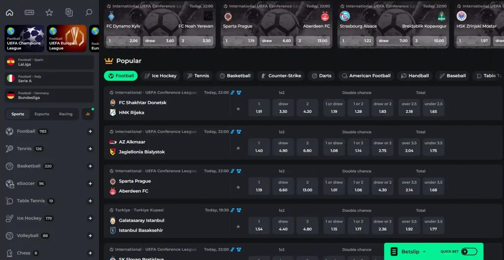 Piperspin Casino sports betting section